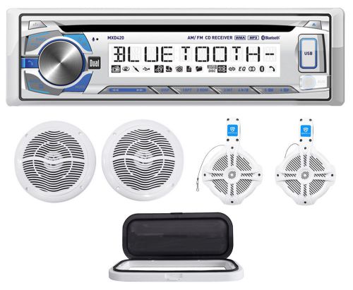 Dual mxd420bt marine/boat cd/mp3 player receiver+(2) 6.5&#034;+(2) wakeboard speakers