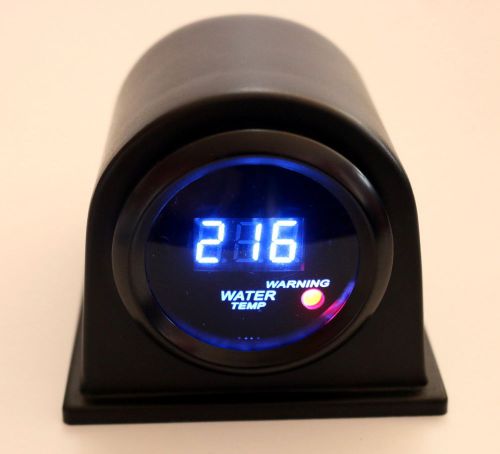 2&#034; digital water temp meter blue led black smk lens 104 - 280 f w/ flat blk pod