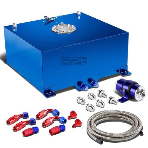 20 gallon/78l aluminum fuel cell tank+oil feed line+30 micron inline filter blue