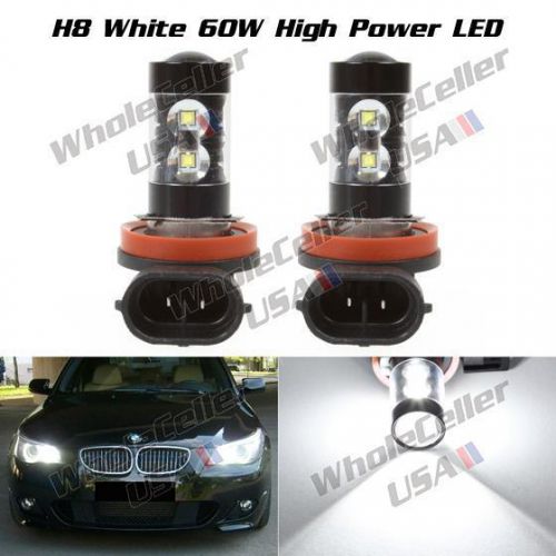 Two daytime running light drl super bright 12-epistar led white h8 h9 60w bulb