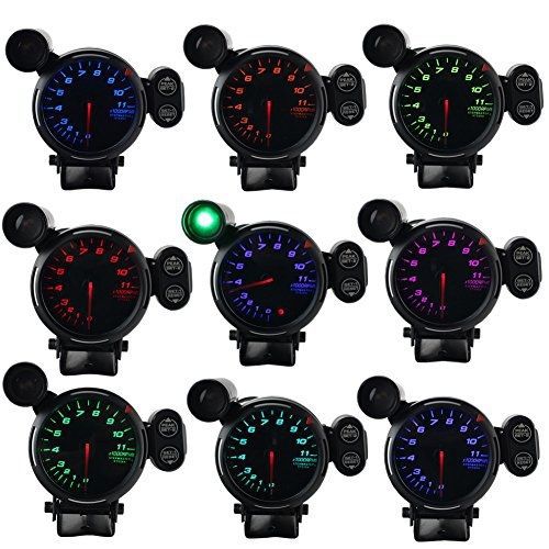 Dewhel universal electrical 3.75 inch 80mm 100-colors led rpm gauge stepper