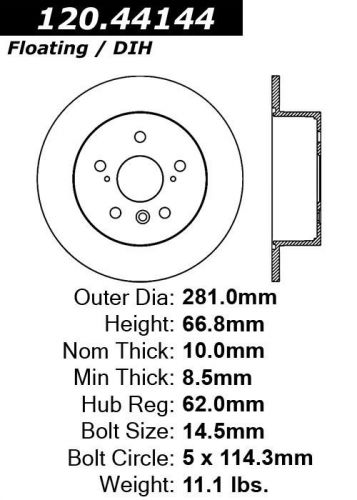 Centric parts 120.44144 rear premium brake rotor