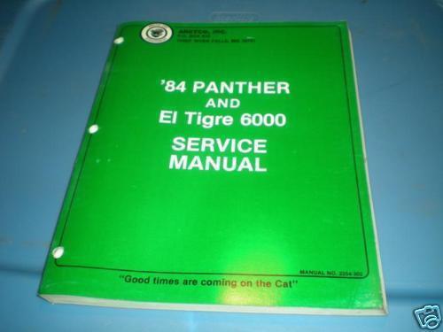 Arctic cat service shop repair manual 1984 panther el t