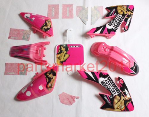 Pink plastics &amp; 3m girl decals graphics for honda crf50 xr50 bike thumpstar ssr