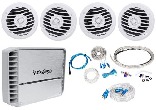 Rockford fosgate pm400x4 400w marine 4-ch amplifier+(4) 6&#034; boat speakers+amp kit