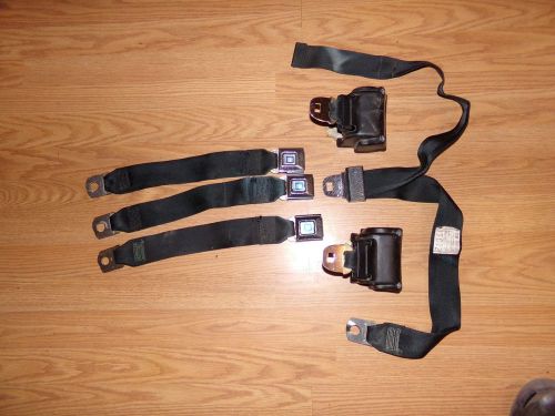 1972-74  gm  deluxe small buckle rear seat belts black set of 3