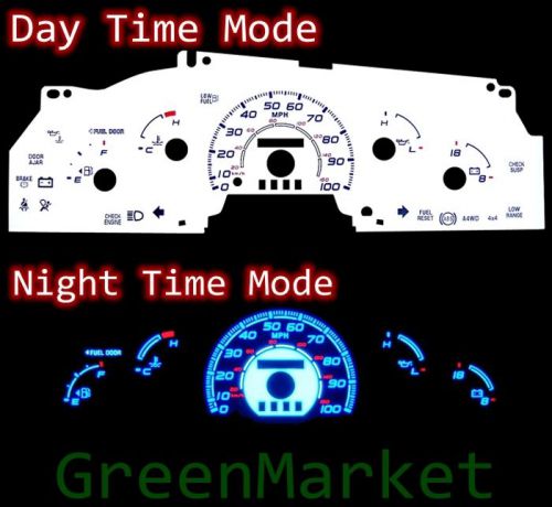 97-98 f-150 f150 w/o tach rpm white face blue indiglo glow gauges