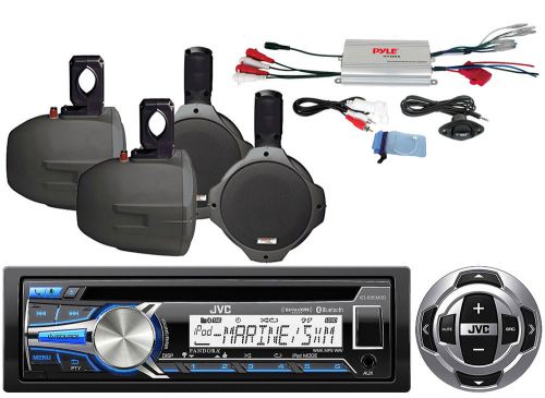 Marine 800w amplifier,6.5&#034; marine speakers, jvc bluetooth usb cd radio &amp; remote