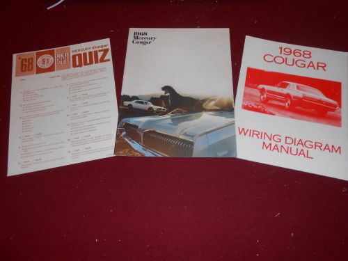 1968 mercury cougar, xr-7, gt + brochure, catalog &amp; wiring manual, 3 for 1 deal!