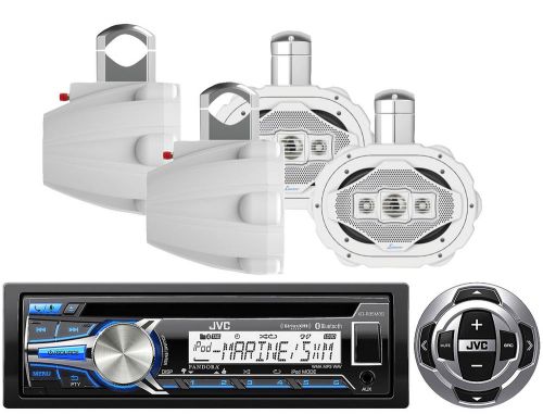 4 marine 6x9&#034; 4way speakers, jvc marine bluetooth usb cd receiver/ wired remote