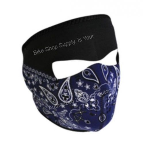 Zan headgear wnfm063, neoprene full mask, reverses to blk, blue paisley bandanna