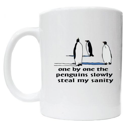 Awesome graphics one by one picture of penguins slowly steal my sanity ceramic