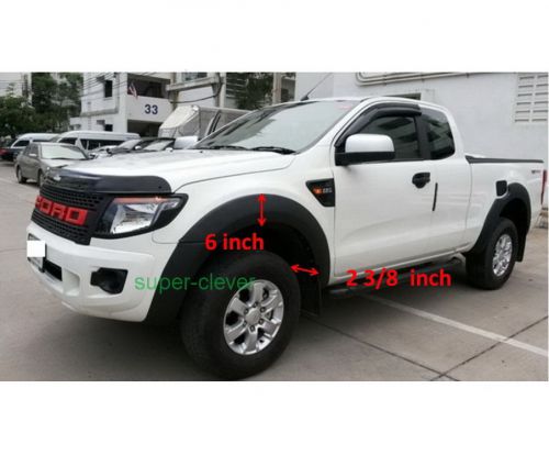 Matte black fender flares flare 6&#034; wheel arch for ford 4 dr ranger 2012-2014 t6