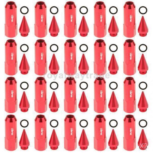 40pcs red racing universal auto m12x1.5 car wheel lug nuts screw spike