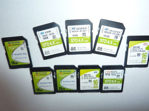 Lot of 9 hyundai / kia  navigation s/d cards see list below for part #&#039;s &amp; type