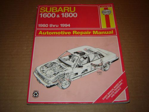 1980-94 subaru 1600 &amp; 1800 shop service repair manual xt brat loyale hatch wagon