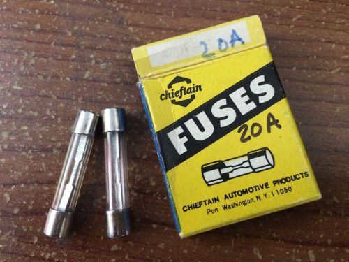 Vintage chieftain 2pcs 20 amps auto fuse glass 20a 0.25&#034; x 1.25&#034; (6.3 x 32mm)