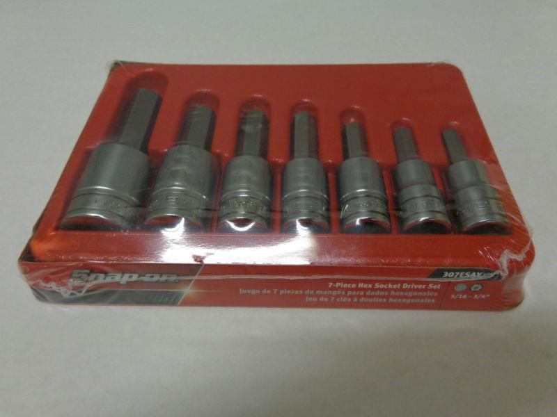 New snap on 1/2" 7 piece hex socket driver set 5/16 - 3/4 307esay - made in usa