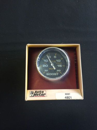 Auto meter 4801 carbon fiber dial mechanical boost/vacuum gauge new