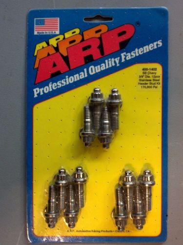 Arp header studs 12-point nuts stainless polished 3/8&#034;-16 sbc chevy set of 12