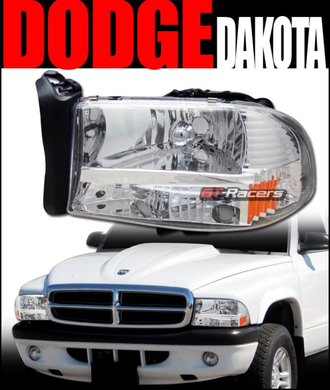 Chrome crystal head lights lamps corner signal 1p 1997-2004 dodge dakota/durango