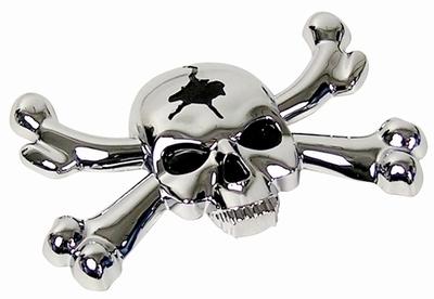 Chrome skull emblem! -old skool-show quality! for car,truck, or motorcycle 04089