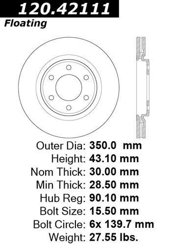 Centric 120.42111 front brake rotor/disc-premium rotor-preferred