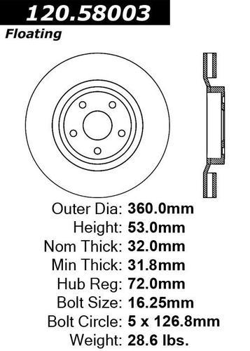 Centric 125.58003 front brake rotor/disc-high carbon rotor-preferred