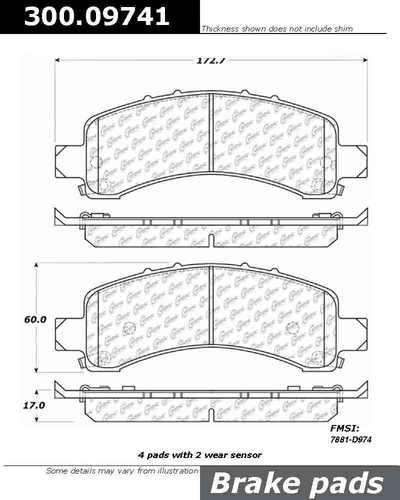 Centric 300.09741 brake pad or shoe, rear-premium semi-met pads w/shims