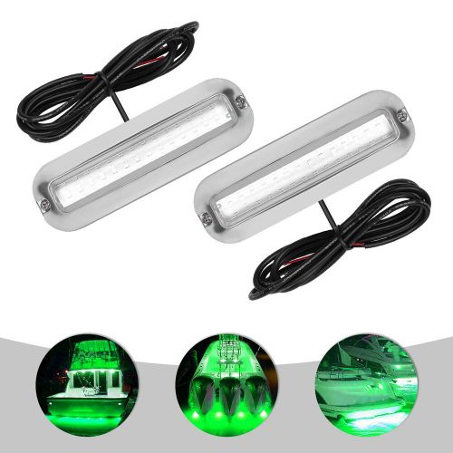 2x green 42led underwater boat marine transom lights 316 stainless steel pontoon