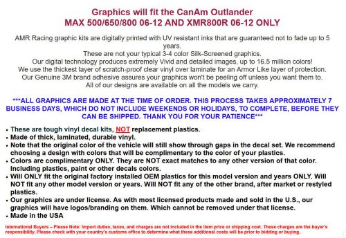 Atv graphics decal for canam outlander max 500/650/800 &amp; xmr 800r 06-12 frenzy g