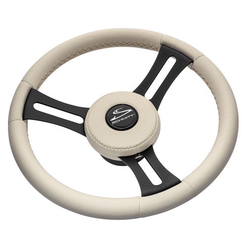 Schmitt marine torcello elite 14&#034; wheel - beige leather &amp; cap - white stitching