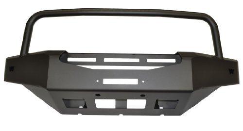 Warn bumper black steel direct-fit with grill guard with winch mount 73040