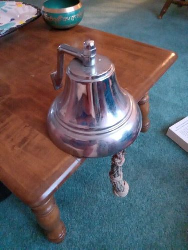 Chrome over brass nautical ship boat bell with wall mount bracket 8&#034;