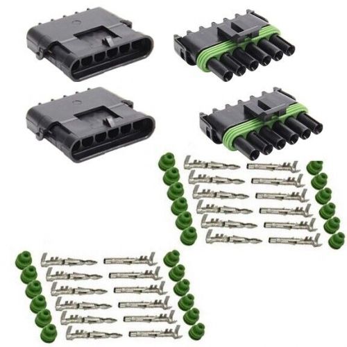 Delphi weather pack 6 pin -  conductor connector kit 20-18 ws 2 pack - two sets