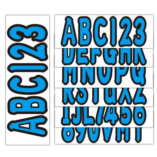 Blue alpha-numeric registration identification numbers stickers decals for boat