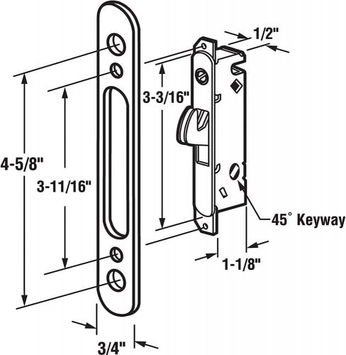 Hausun mortise lock with 45 degree keyway and round chrome