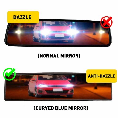 Durable universal 270mm wide convex interior clip rear on view blue tint mirror