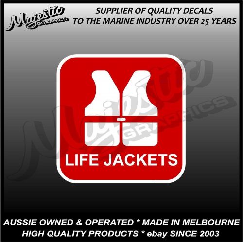 Life jackets - 105mm x 105mm  - boat safety - decal / sticker