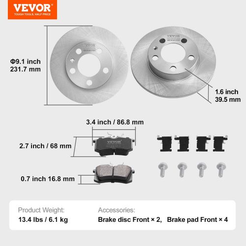 Rear brake kit brake rotors brake pads replacement kit for audi a3(8l)