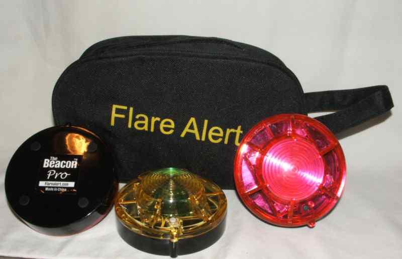 Set of 3 emergency led warning flashing lights, flare alert kit in canvas bag