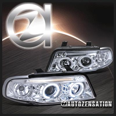 96-99 audi a4 s4 b5 chrome clear led drl halo projector headlights