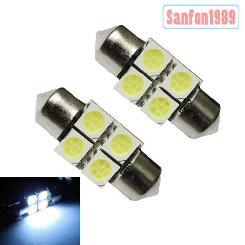 10x 31mm 4 smd 5050 white led festoon interior light lamp 3021 de3022 bulbs #sb5