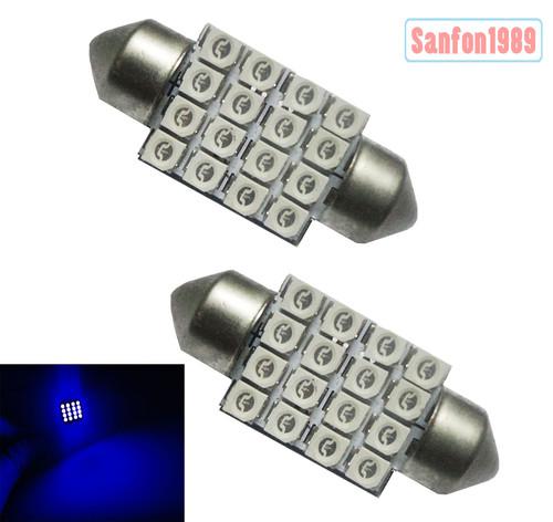 4x 36mm 3425 16smd car interior festoon dome 1210 led vehicle light blue #sb5