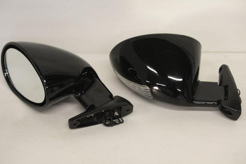 Black smooth universal california custom door rear view mirrors led turn signals