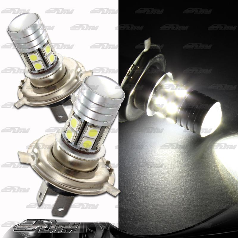 1x pair mercedes-benz land rover h4 9003 hb2 13 led white projector bulbs