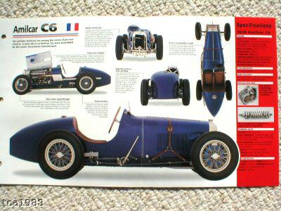 1925 / 1926 / 1927 / 1928 amilcar c6 / c-6  imp brochure