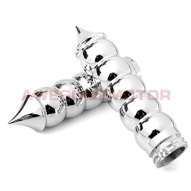 Motorcycle silver chromed handlebar end grips 1" universal for harley yamaha set