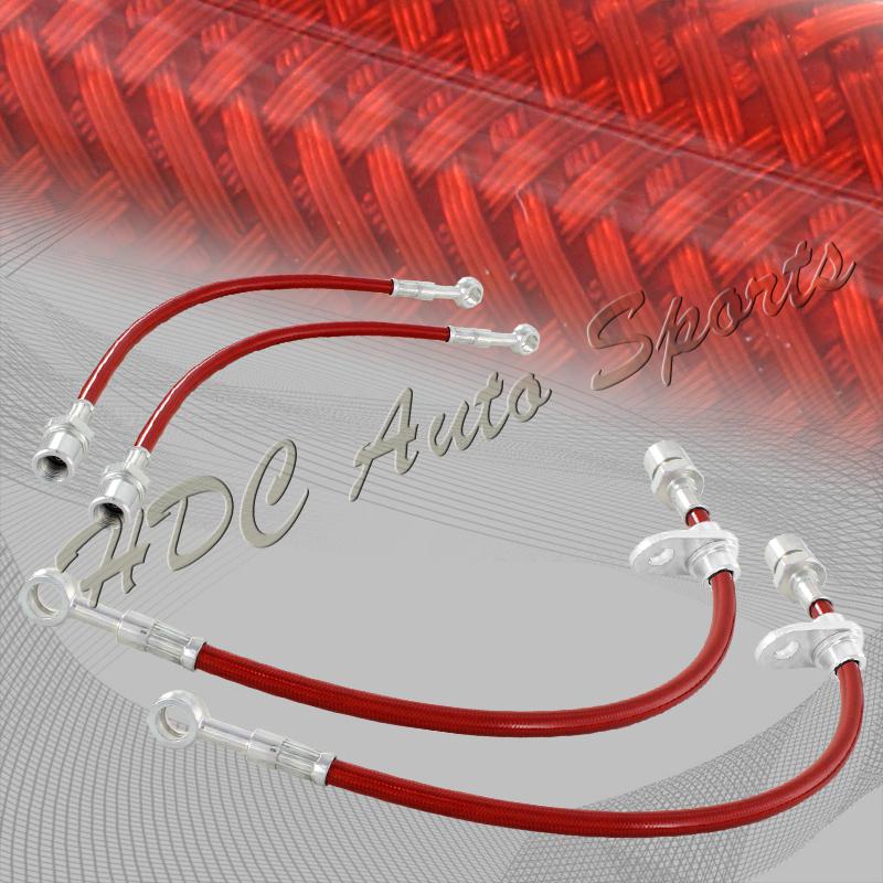 93-98 supra 92-00 lexus sc300 sc400 front + rear steel brake line hose kit - red