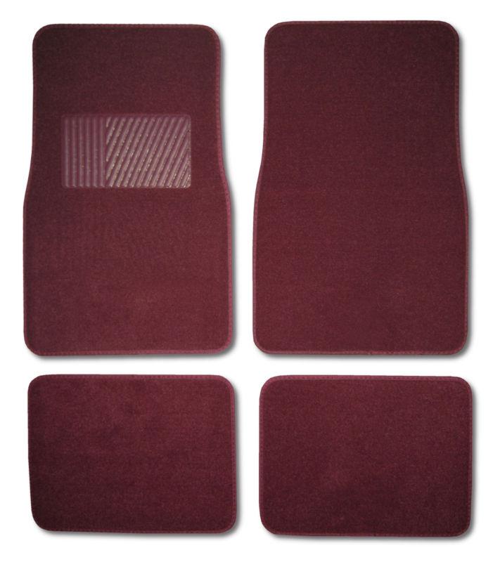 Red burgundy car suv universal front  rear floor mats w/ drivers side heel pad k